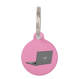 Grijze laptop met Bird Logo Cartoon Naam toevoeg Huisdierpenning