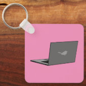 Grijze laptop met Bird Logo Cartoon Sleutelhanger (Voorkant)