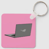 Grijze laptop met Bird Logo Cartoon Sleutelhanger (Achterkant)