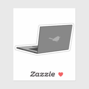 Grijze laptop met Bird Logo Cartoon Sticker