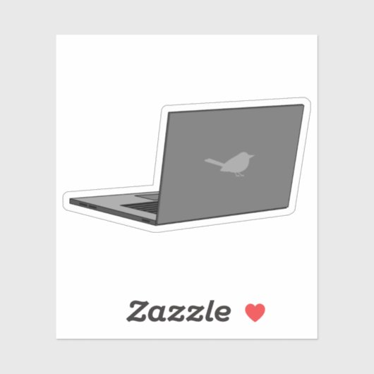 Grijze laptop met Bird Logo Cartoon Sticker (Vel)