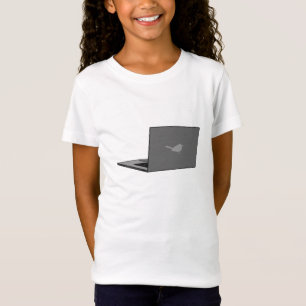 Grijze laptop met Bird Logo Cartoon T-shirt
