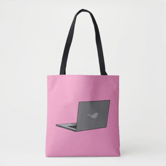 Grijze laptop met Bird Logo Cartoon Tote Bag (Voorkant)