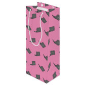 Grijze laptop met Bird Logo Cartoon Wijn Cadeautas (Achterkant Gekanteld)