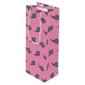 Grijze laptop met Bird Logo Cartoon Wijn Cadeautas (Voorkant Gekanteld)