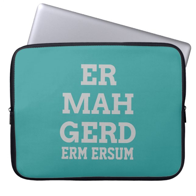 Grijze laptophoes laptop sleeve (Voorkant)