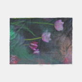 *~* Grijze Lavendel Roze Tulp Grunge Shabby Fleece Deken (Voorkant (Horizontaal))