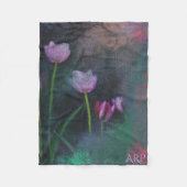 *~* Grijze Lavendel Roze Tulp Grunge  Shabby Fleece Deken (Voorkant)