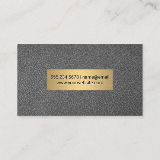 Grijze leder en metallisch Lijst Visitekaartje (Achterkant)