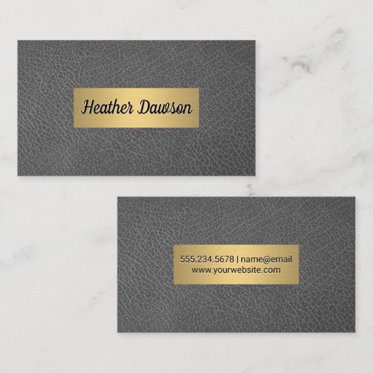 Grijze leder en metallisch Lijst Visitekaartje (Voorkant / Achterkant)