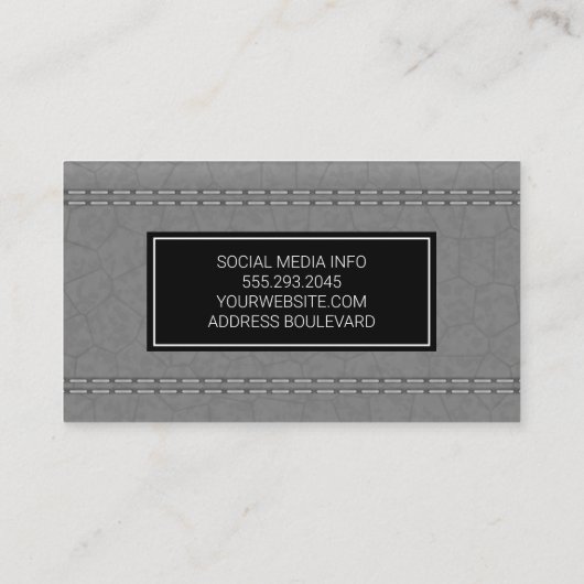 Grijze leder visitekaartje (Achterkant)