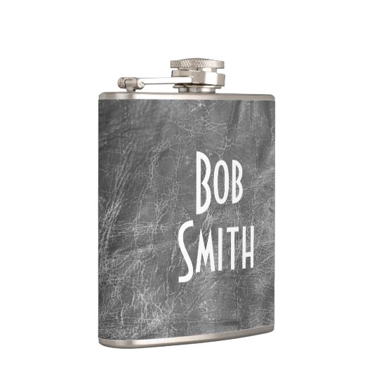 Grijze lederen kolf heupfles (Rechts)