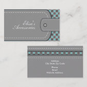 Grijze lederen look en patroon, aangepast visitekaartje (Voorkant / Achterkant)