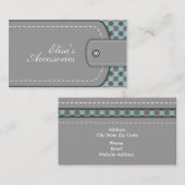 Grijze lederen look en patroon, aangepast visitekaartje (Voorkant / Achterkant)