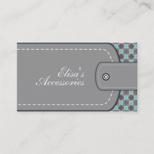 Grijze lederen look en patroon, aangepast visitekaartje (Voorkant)