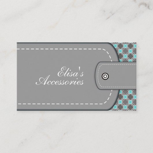 Grijze lederen look en patroon, aangepast visitekaartje (Voorkant)