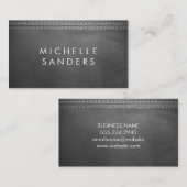 Grijze lederen textuur | Dubbel onderschrift Visitekaartje (Voorkant / Achterkant)