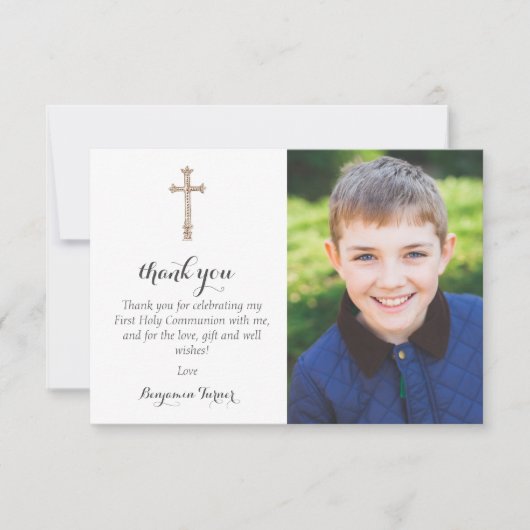 Grijze lef | Eerste mededeling Dank u kaarten (Voorkant)