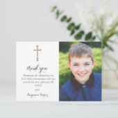 Grijze lef | Eerste mededeling Dank u kaarten (Staand voorkant)