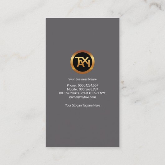 Grijze legance Speciaal Transparante Placard Taxi Visitekaartje (Achterkant)