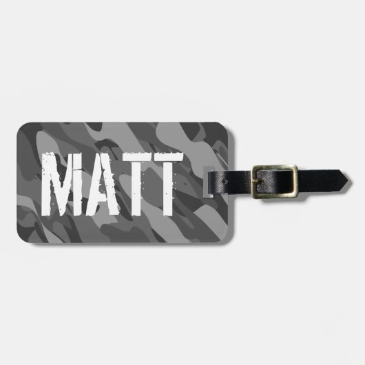 Grijze legercamouflage, aangepast bagagelabel (Voorkant horizontaal)