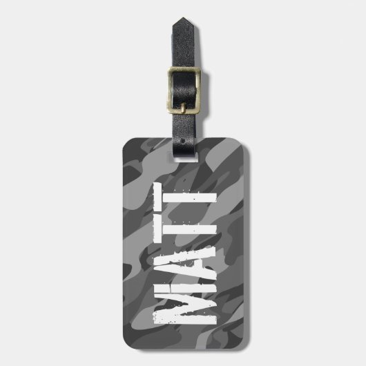 Grijze legercamouflage, aangepast bagagelabel (Voorkant verticaal)
