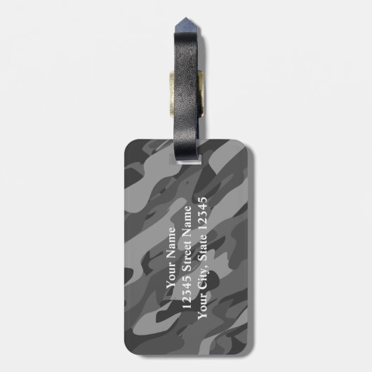 Grijze legercamouflage, aangepast bagagelabel (Achterkant verticaal)