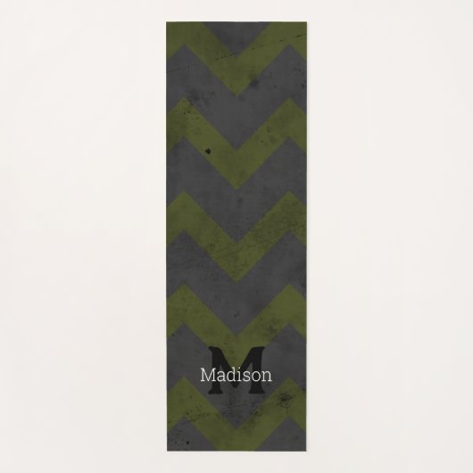 Grijze legergroen  chevron patroon Monogram Yogamat (Voorkant)