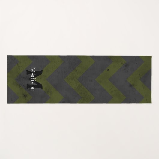 Grijze legergroen  chevron patroon Monogram Yogamat (Voorkant (horizontaal))