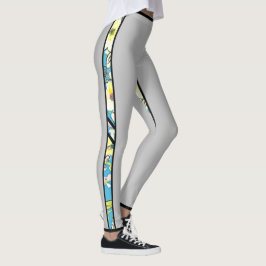 Grijze Leggings met Blauwe Florence