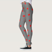 Grijze Leggings met Rode Harten Stijlvol Comfortab (Links)