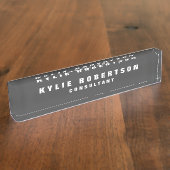 Grijze, Legitieme Professional Trendy Modern Naambordje (Zijkant)