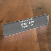 Grijze, Legitieme Professional Trendy Modern Naambordje (Zijkant)