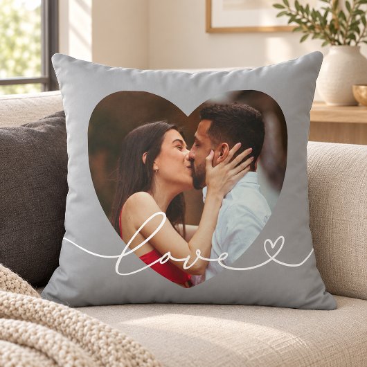 Grijze Liefde Script Hart Foto Koppel Kussen