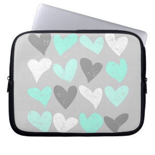 Grijze liefdesharten van de munt laptop sleeve