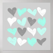 Grijze liefdesharten van de munt poster (Voorkant)