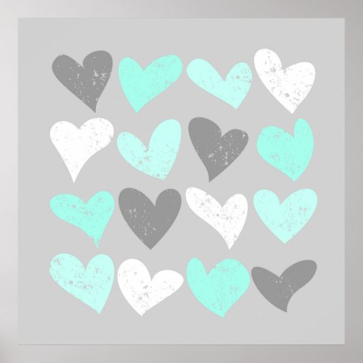 Grijze liefdesharten van de munt poster (Voorkant)