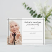 Grijze lijnen foto begrafenis aanwezigheid informatiekaartje (Staand voorkant)