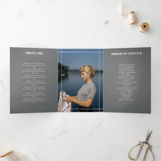 Grijze lijnen in liefdevolle herinnering Fotobegra Drieluik Programma (Binnen)