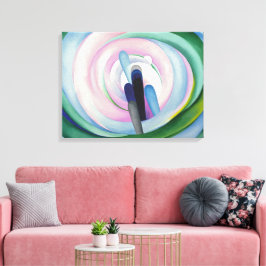 Grijze lijnen met zwart, blauw en geel | O'Keeffe Canvas Afdruk