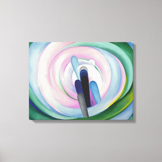 Grijze lijnen met zwart, blauw en geel | O'Keeffe Canvas Afdruk (Voorkant)