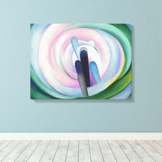 Grijze lijnen met zwart, blauw en geel | O'Keeffe Canvas Afdruk (Insitu (Houten vloer))