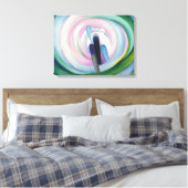 Grijze lijnen met zwart, blauw en geel | O'Keeffe Canvas Afdruk (Insitu (Slaapkamer))