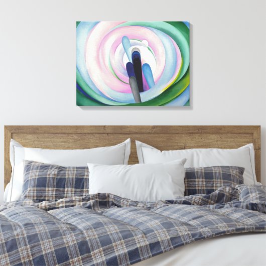 Grijze lijnen met zwart, blauw en geel | O'Keeffe Canvas Afdruk (Insitu (Slaapkamer))