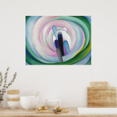 Grijze lijnen met zwart, blauw en geel | O'Keeffe Poster (Keuken)