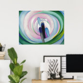 Grijze lijnen met zwart, blauw en geel | O'Keeffe Poster (Thuiskantoor)