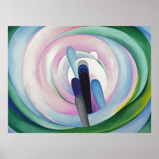 Grijze lijnen met zwart, blauw en geel | O'Keeffe Poster (Voorkant)