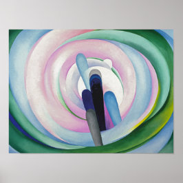 Grijze lijnen met zwart, blauw en geel | O'Keeffe Poster