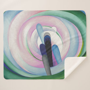 Grijze lijnen met zwart, blauw en geel   O'Keeffe  Sherpa Deken