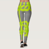Grijze limoen groen Abstract stretch broek Legging (Achterkant)